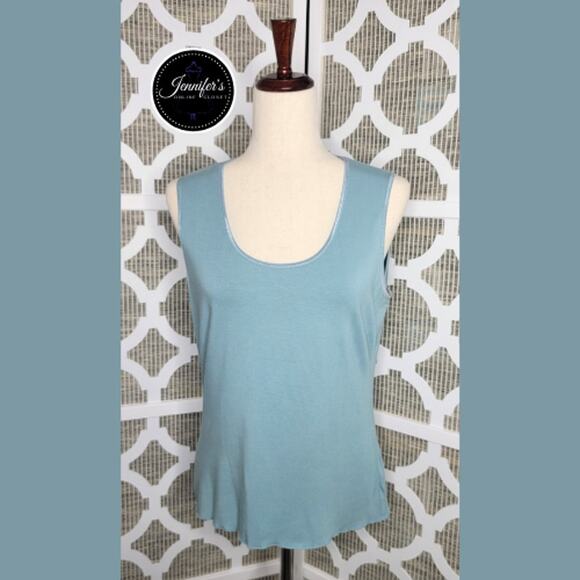 Jones New York Women's Blue Stretch Scoop Neck Sleeveless Top Size M - Picture 1 of 9